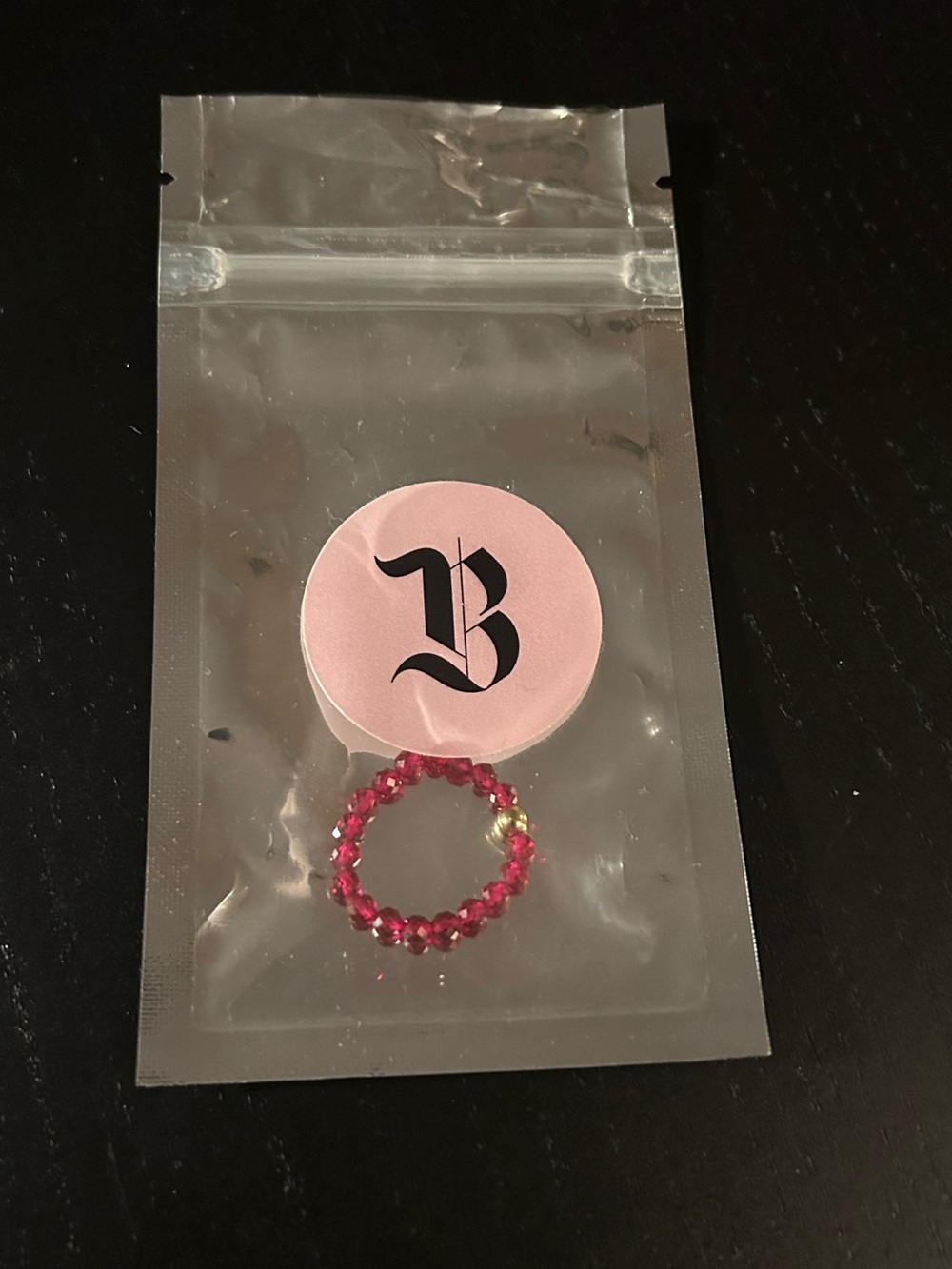 BROW BAR Beaded Stretch Ring in Burgundy